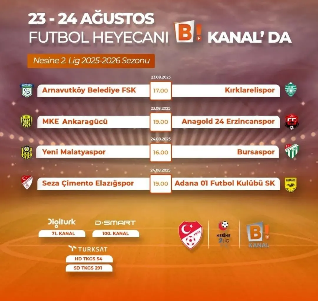  Bi Kanal'da futbol şöleni Nesine 2.Lig'de ilk yayınlar